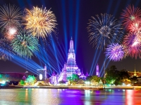 Happy new year 2016,Countdown 2016 at Wat ArunTemple,Fireworks,Wat Arun at a light,Bangkok,Thailand, funfunphoto