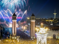 New Year night at  Placa Espana in Barcelona, JackF